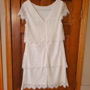 Donna Ricco White fringe cocktail dress